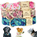 Personalized Floral Collar for dogs - __label2:HappyDog's Choice, __label:Bestseller, Collar, Coral, Custom, Engrave, Flat Buckle, Floral, Nameplate, Personal