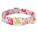 Personalized Floral Collar for dogs - __label2:HappyDog's Choice, __label:Bestseller, Collar, Coral, Custom, Engrave, Flat Buckle, Floral, Nameplate, Personal