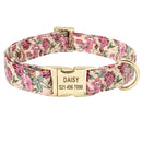 Personalized Floral Collar for dogs - __label2:HappyDog's Choice, __label:Bestseller, Collar, Coral, Custom, Engrave, Flat Buckle, Floral, Nameplate, Personal