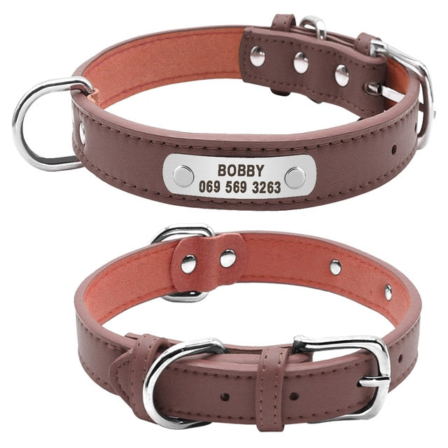 Amazon Dog Collar Engraved Tag Personalized Leather Collar W/ ID