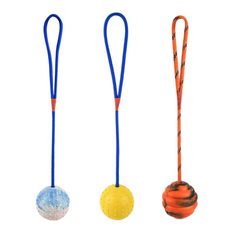 Rubber Ball with Rope, Fetch Toy for dogs - Ball, Fetch, Play, Rope, Rubber, Toy