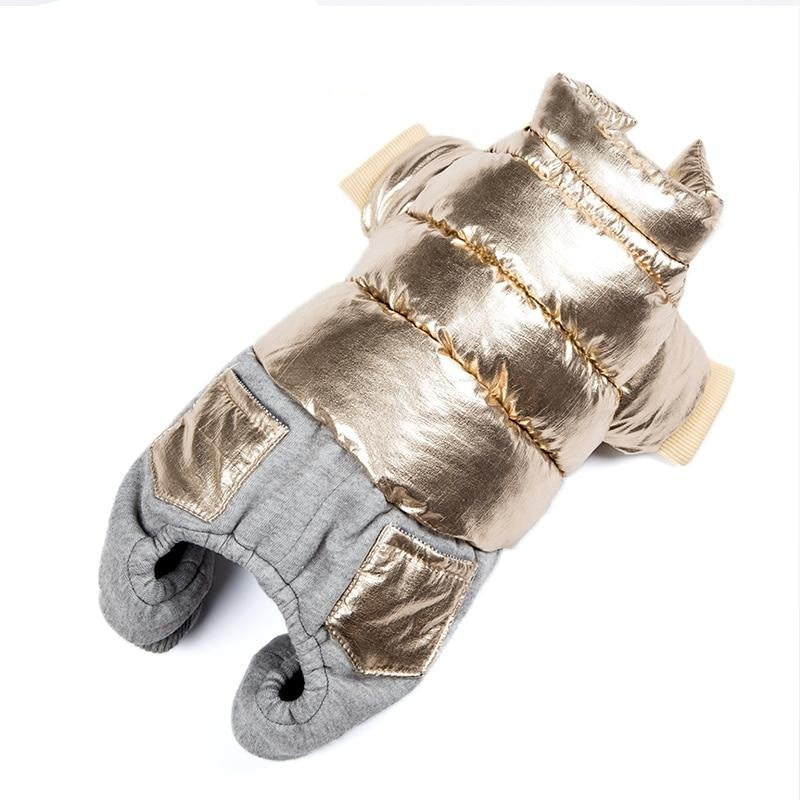Metallic Puff Jacket for dogs - Coat, Gold, Jacket, Jumpsuit, Puff, Silver, Winter