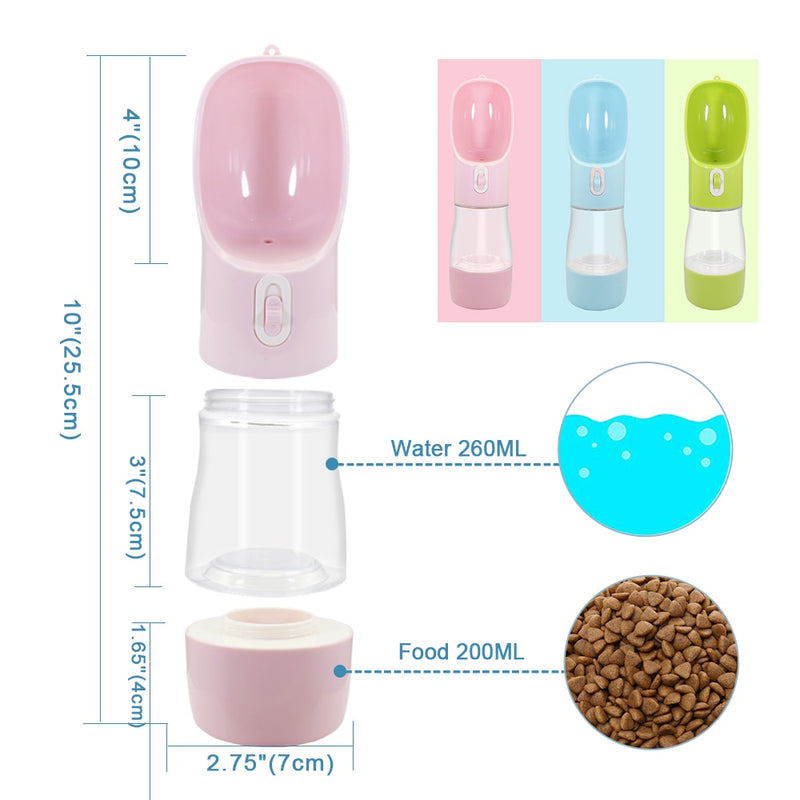 3-In-1 Water, Food Bottle and Feeder Bowl for dogs - Drinking Bowl, Food Storage, Portable, Travel, Travel Bottle, Water Bottle