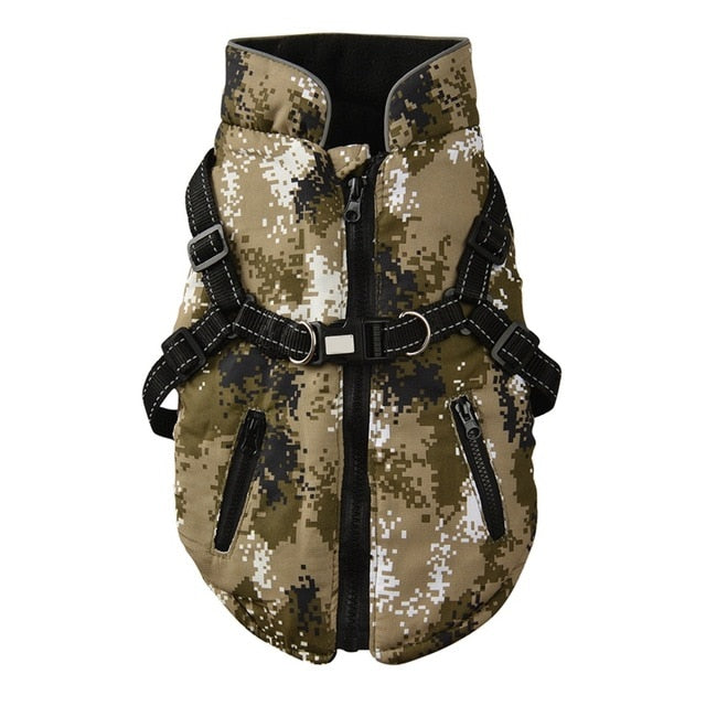 Army Fatigue Vest for dogs - Army, Camouflage, Easy On, Harness, Sleeveless, Step In, Vest, Warm, Zipper