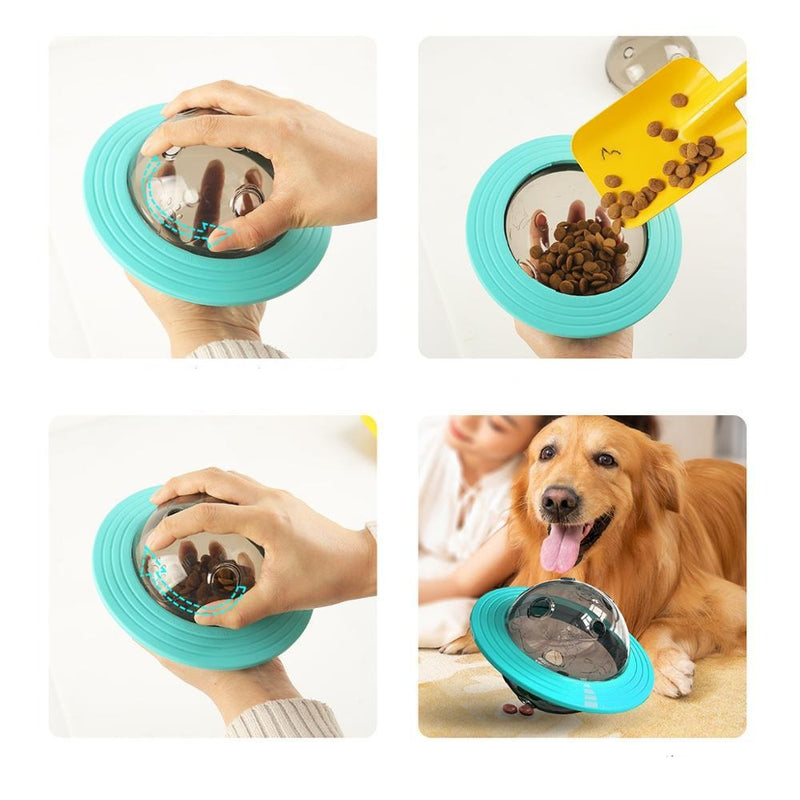 The UFO Interactive Push Button Food Treat Dispenser Bowl for Dogs and  Puppy for Fun Slow Feeding Puzzle Feeder
