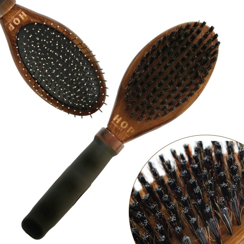Double-sided Wood Fur Bristle Brush