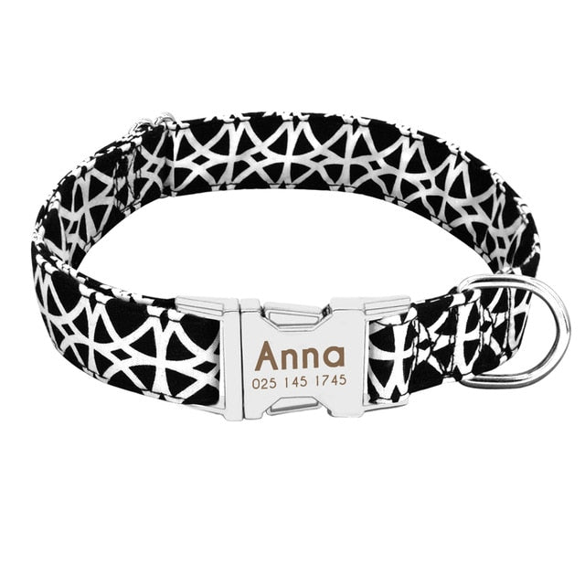 Custom Collar w/ Nameplate for dogs - __label2:HappyDog's Choice, __label:Bestseller, Collar, Custom, Engrave, Flat Buckle, Leash, Nameplate, Personal, Personalized
