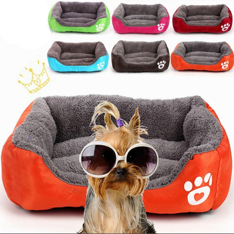 Rectangular Bed With Paw Design for dogs - __label:Bestseller, Bed, Comfy, Portable, Portable Bed, Soft